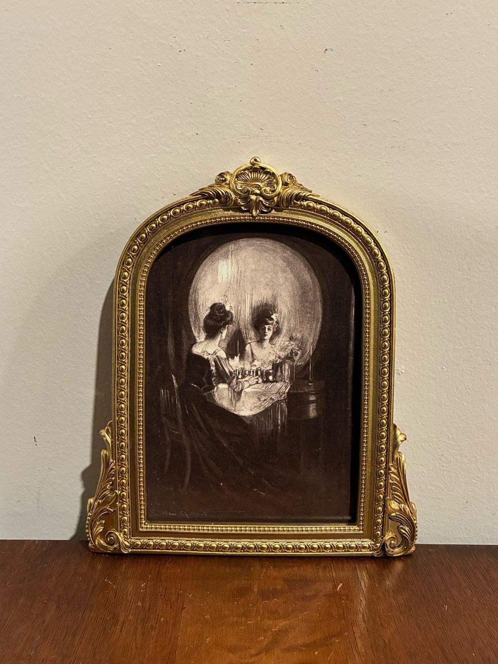 All Is Vanity Ornate Gold Framed Print Charles Allan Gilbert 7.5x9 Skull Art